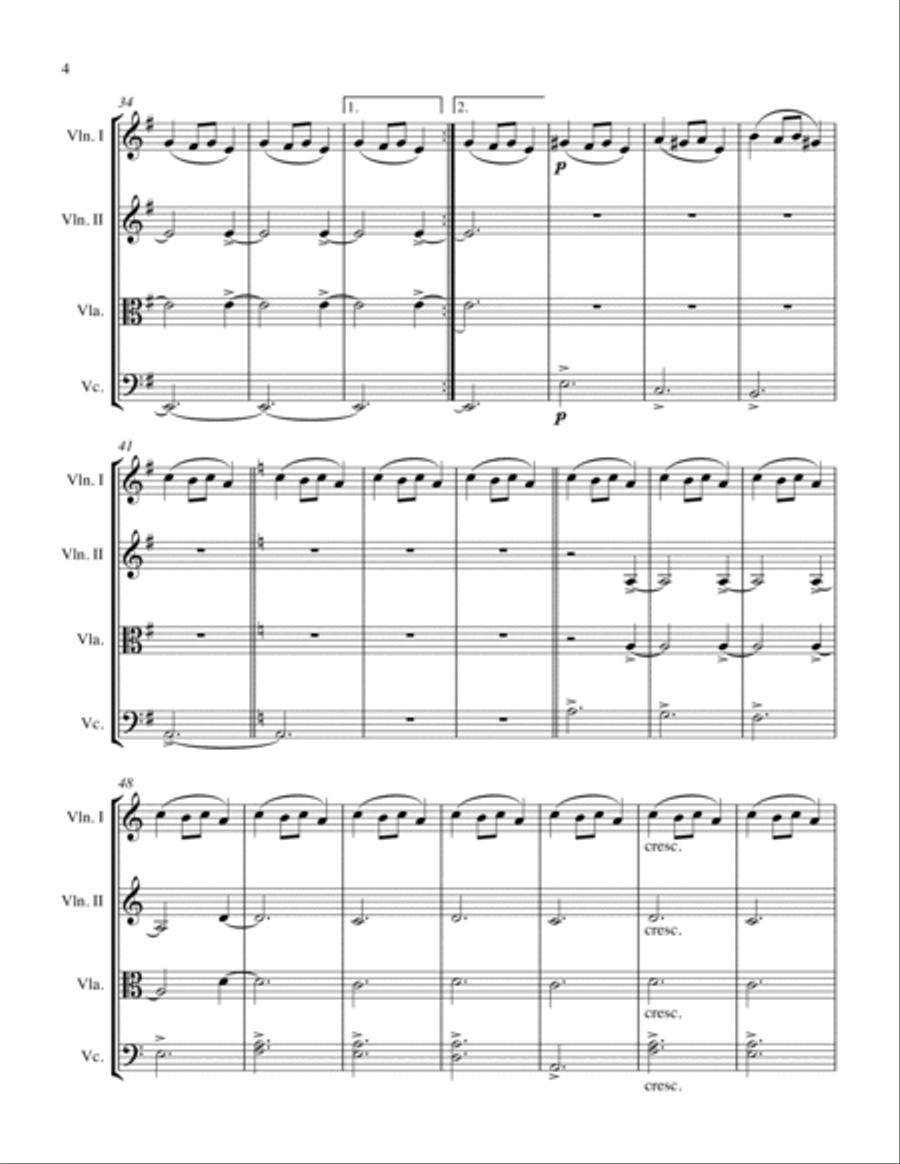 UKRAINIAN BELL CAROL (Carol of the Bells) String Trio, Intermediate Level for 2 violins and cello or Cello scores gallery preview page 6