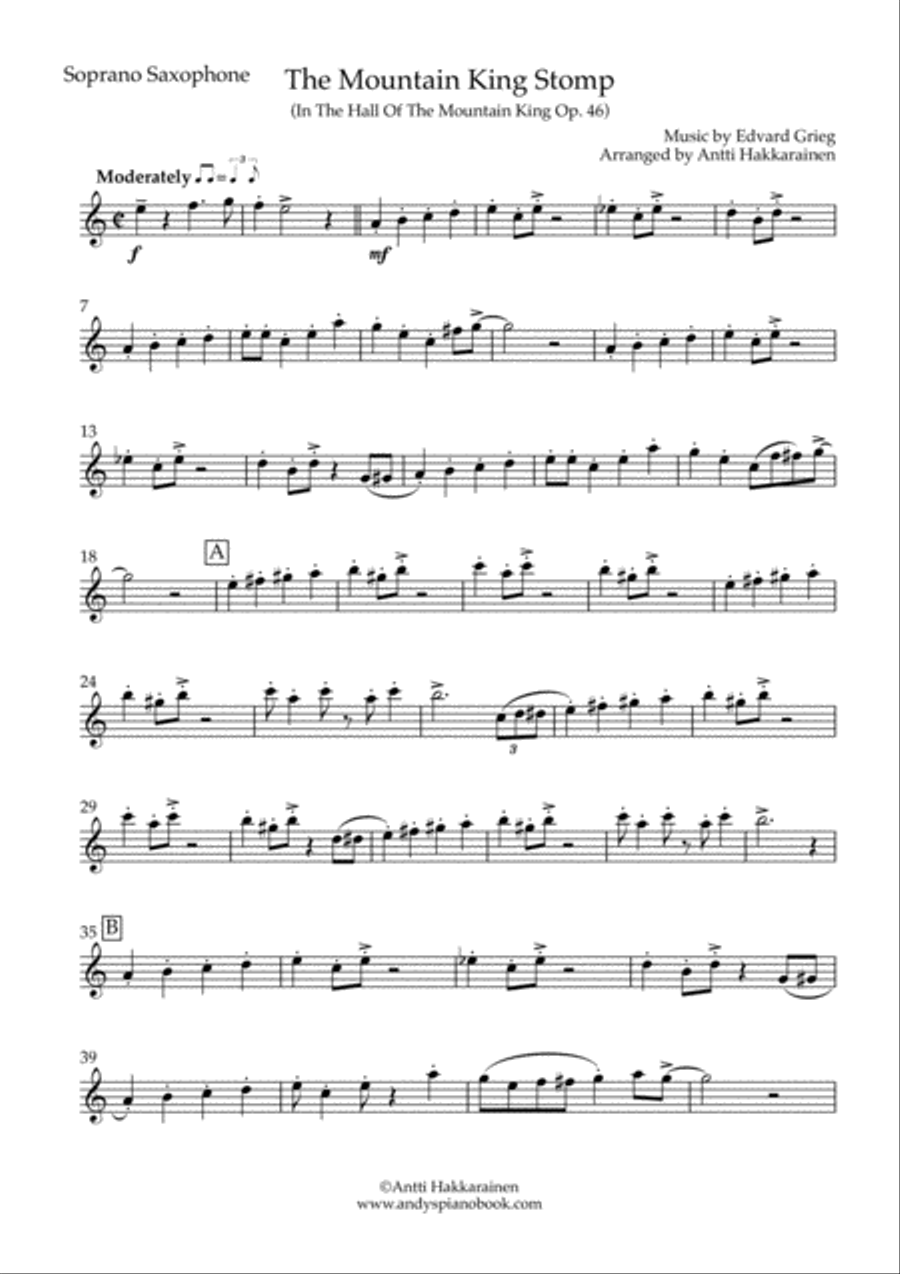 The Mountain King Stomp (In The Hall Of The Mountain King) - Saxophone Quartet Saxophone Quartet scores gallery preview page 6