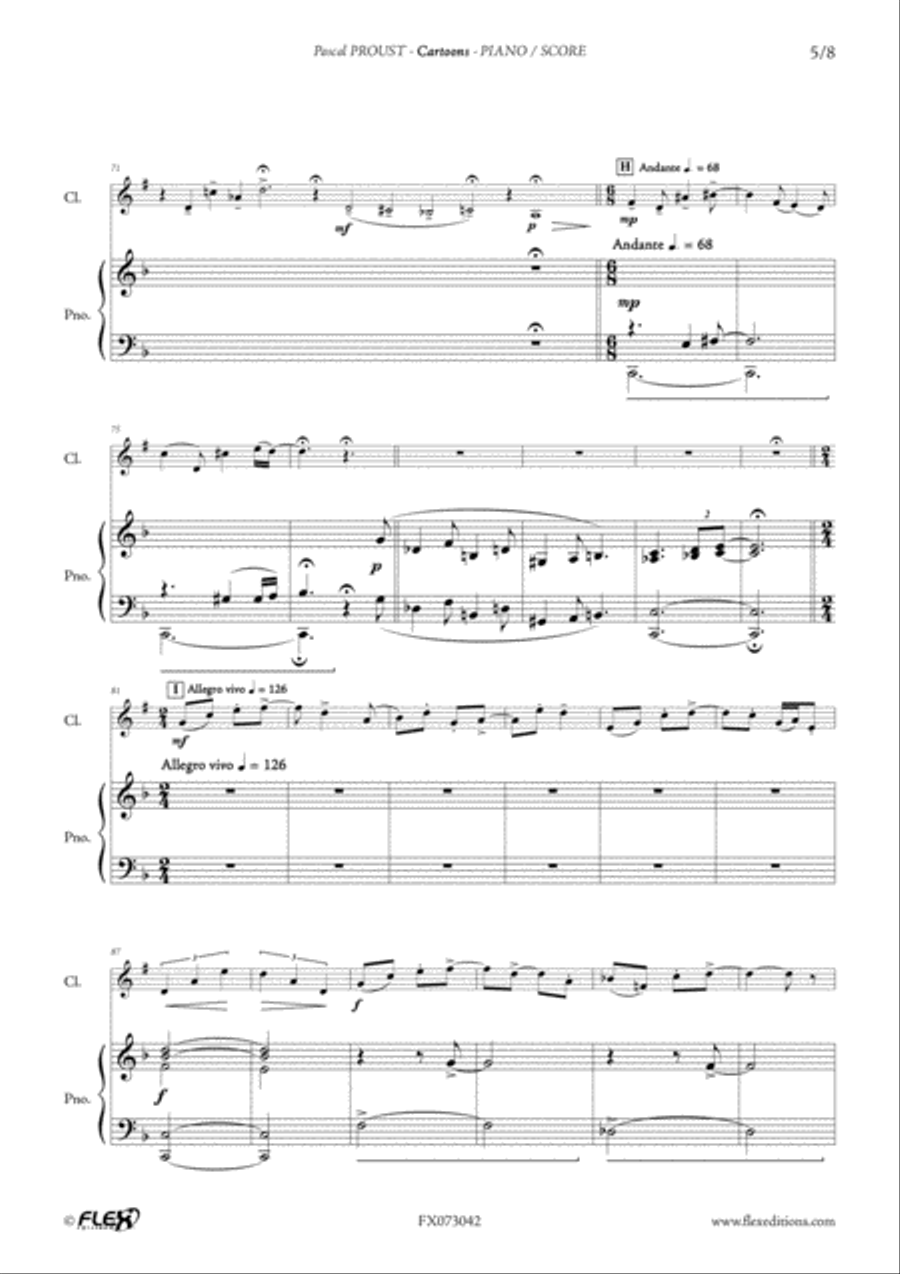 Cartoons Cartoons B-Flat Clarinet scores gallery preview page 5