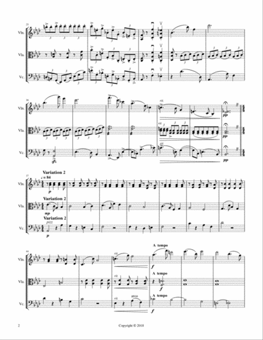 Theme and Variations in F Minor String Trio scores gallery preview page 2