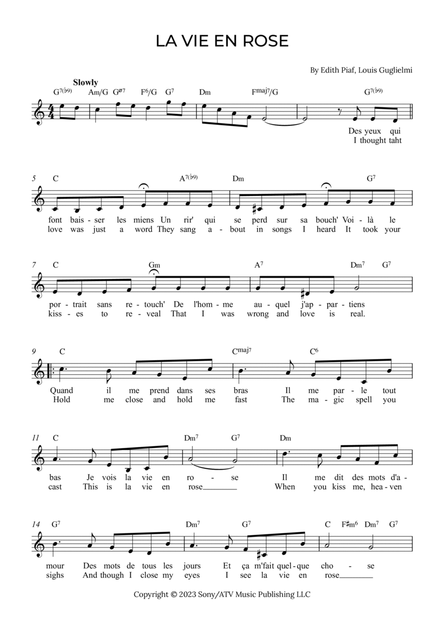 La Vie En Rose Piano scores gallery preview page 1