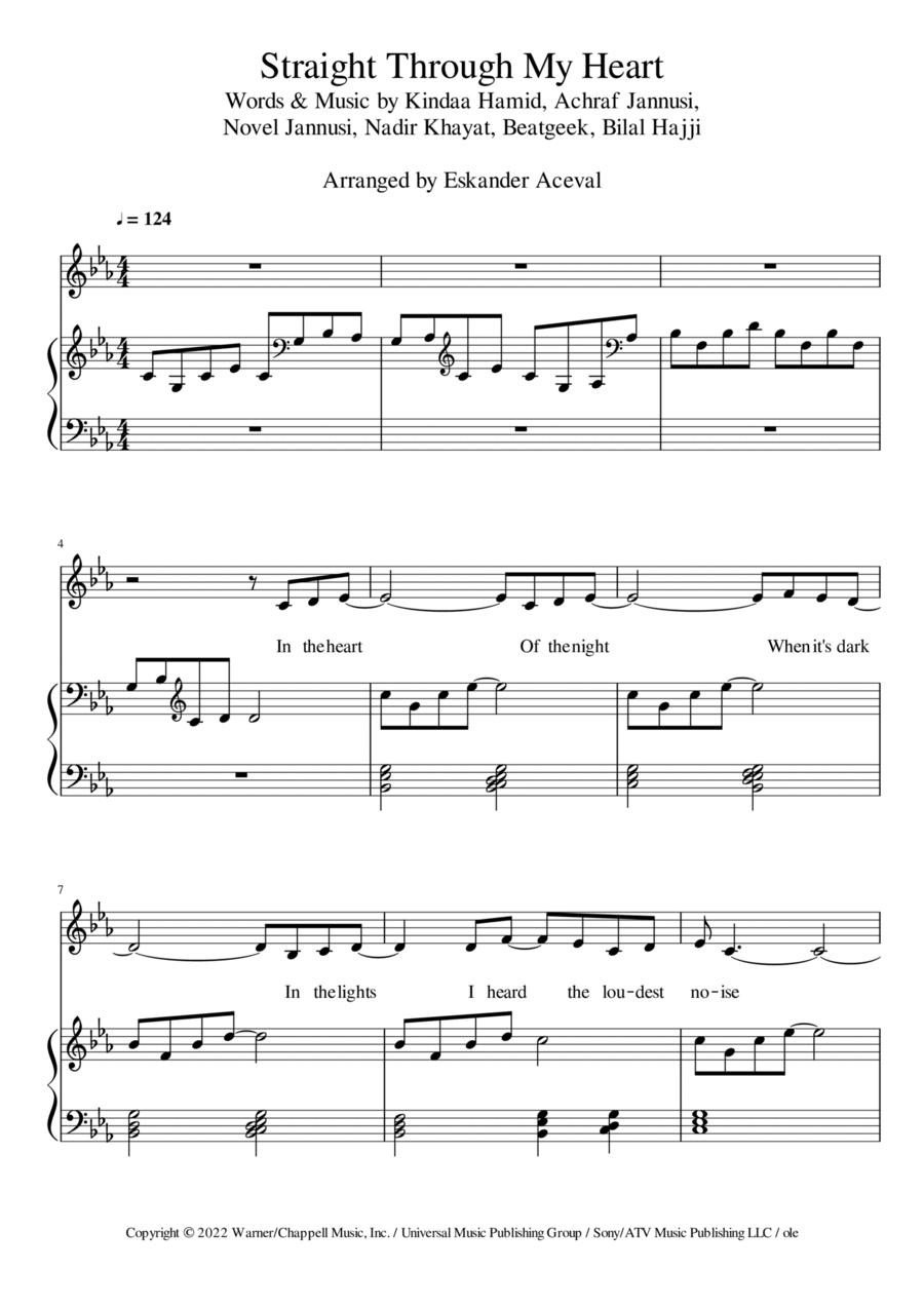 Straight Through My Heart Piano scores gallery preview page 1