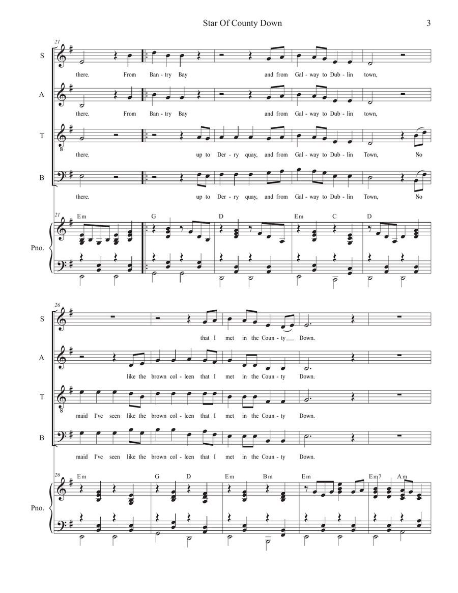 Star Of County Down (SATB) 4-Part scores gallery preview page 3