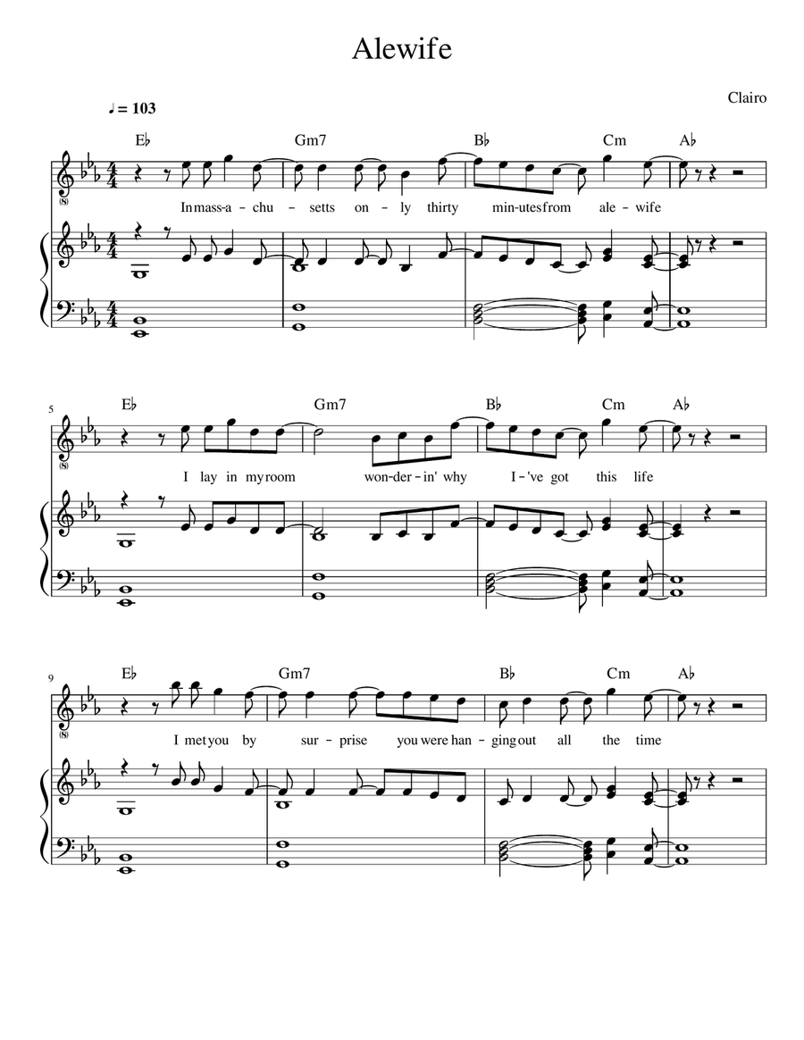 Alewife Piano, Vocal scores gallery preview page 1