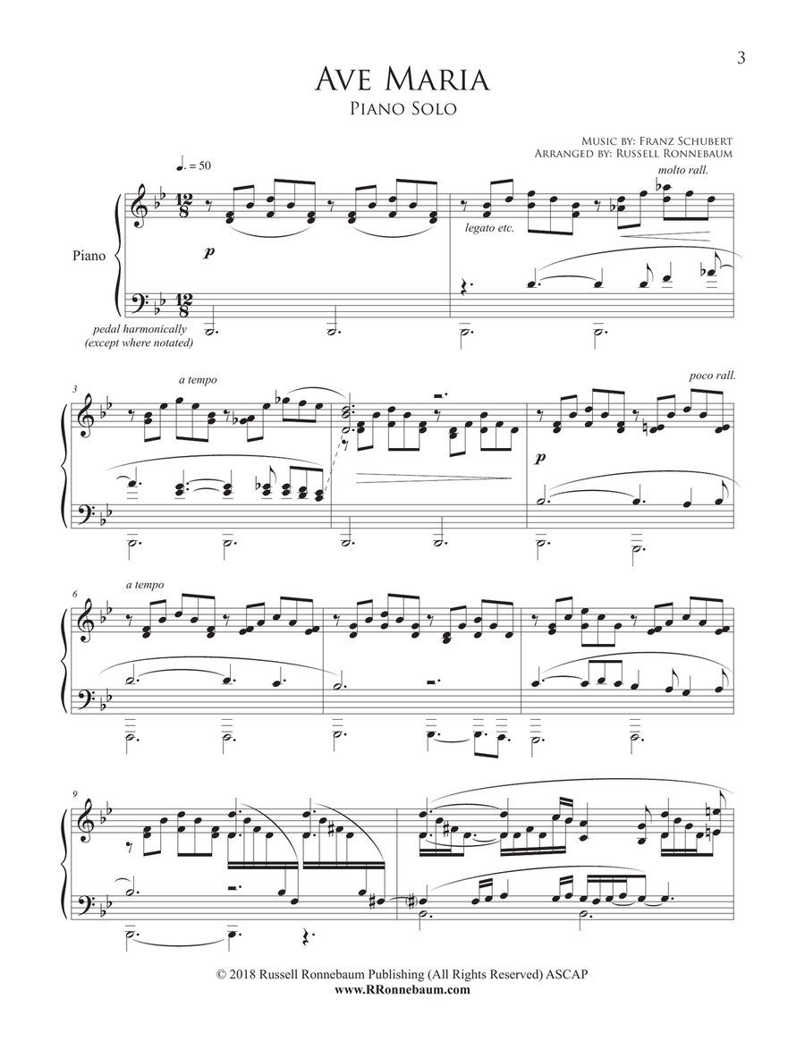 Schubert: Ave Maria (Piano Solo) Piano Solo scores gallery preview page 3