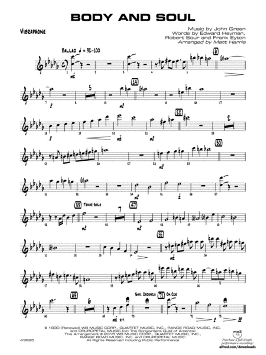 Body and Soul: Vibraphone Jazz Ensemble scores gallery preview page 1
