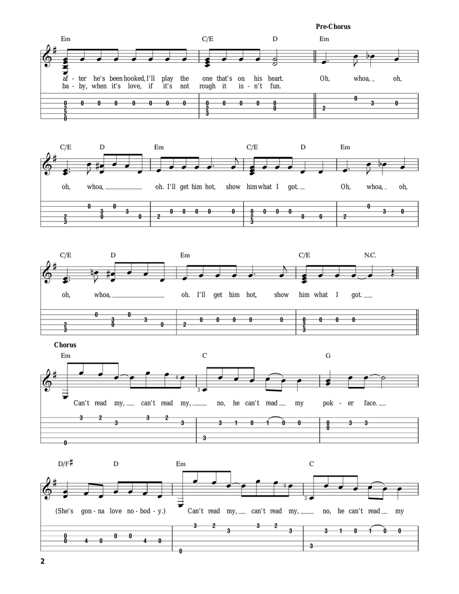 Poker Face Poker Face Acoustic Guitar scores gallery preview page 2