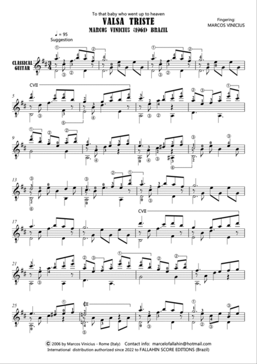 VALSA TRISTE - MARCOS VINICIUS - FOR GUITAR SOLO Acoustic Guitar scores gallery preview page 2