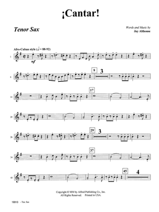 Cantar! (Sing!): B-flat Tenor Saxophone