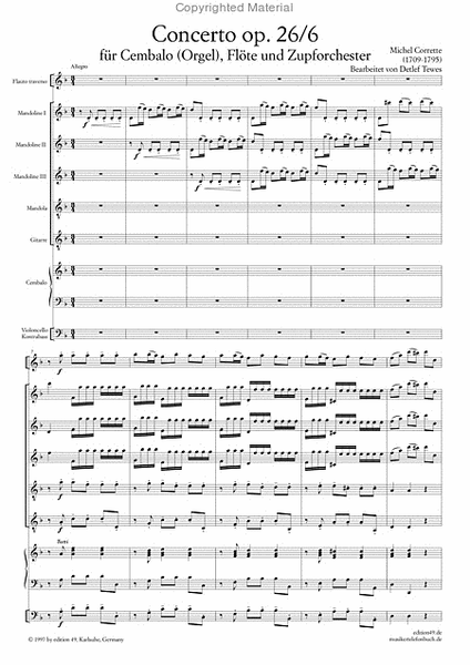 Concerto d-moll, op. 26/6 fur Cembalo, Flote und Zupforchester