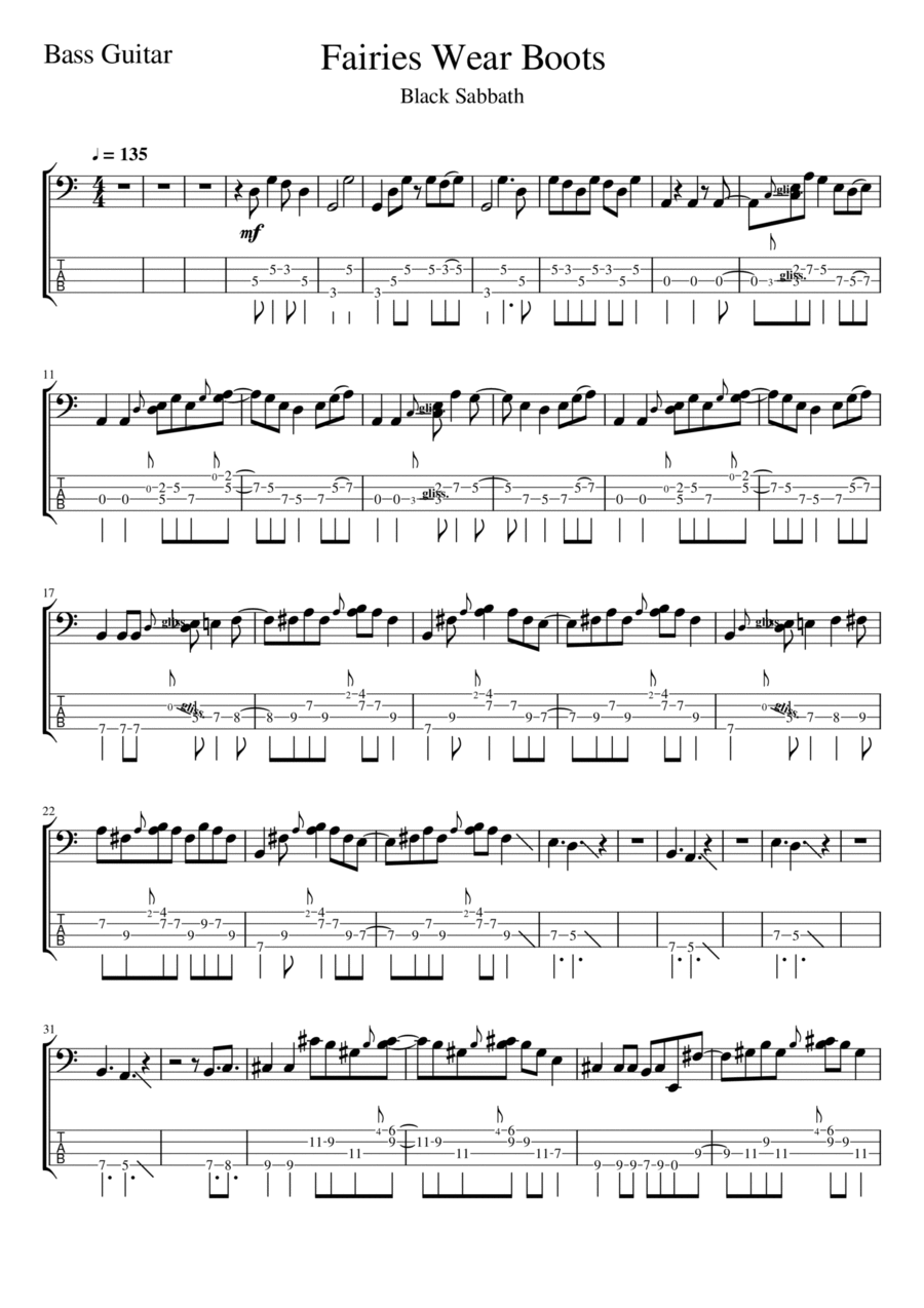 Fairies Wear Boots (interpolating Jack The Stripper) Guitar Tablature scores gallery preview page 1