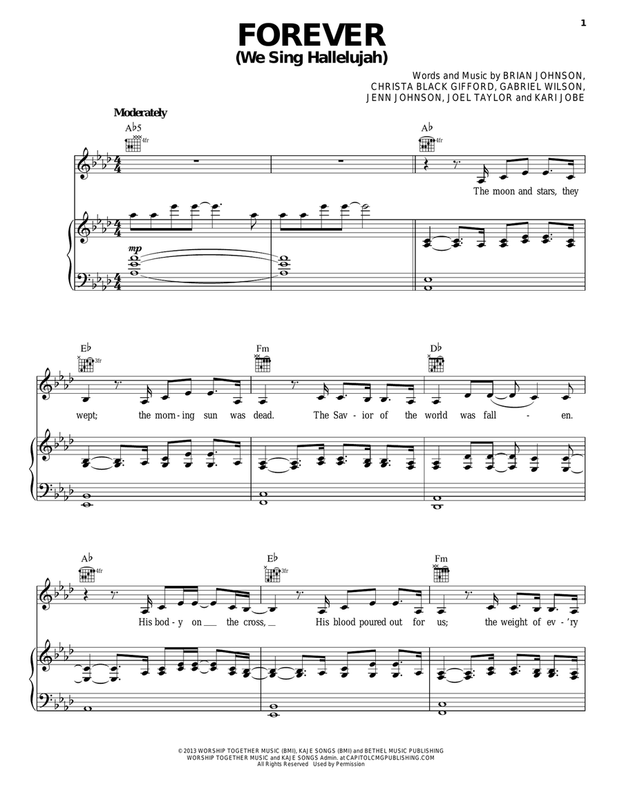 Forever (We Sing Hallelujah) Piano, Vocal, Guitar scores gallery preview page 1