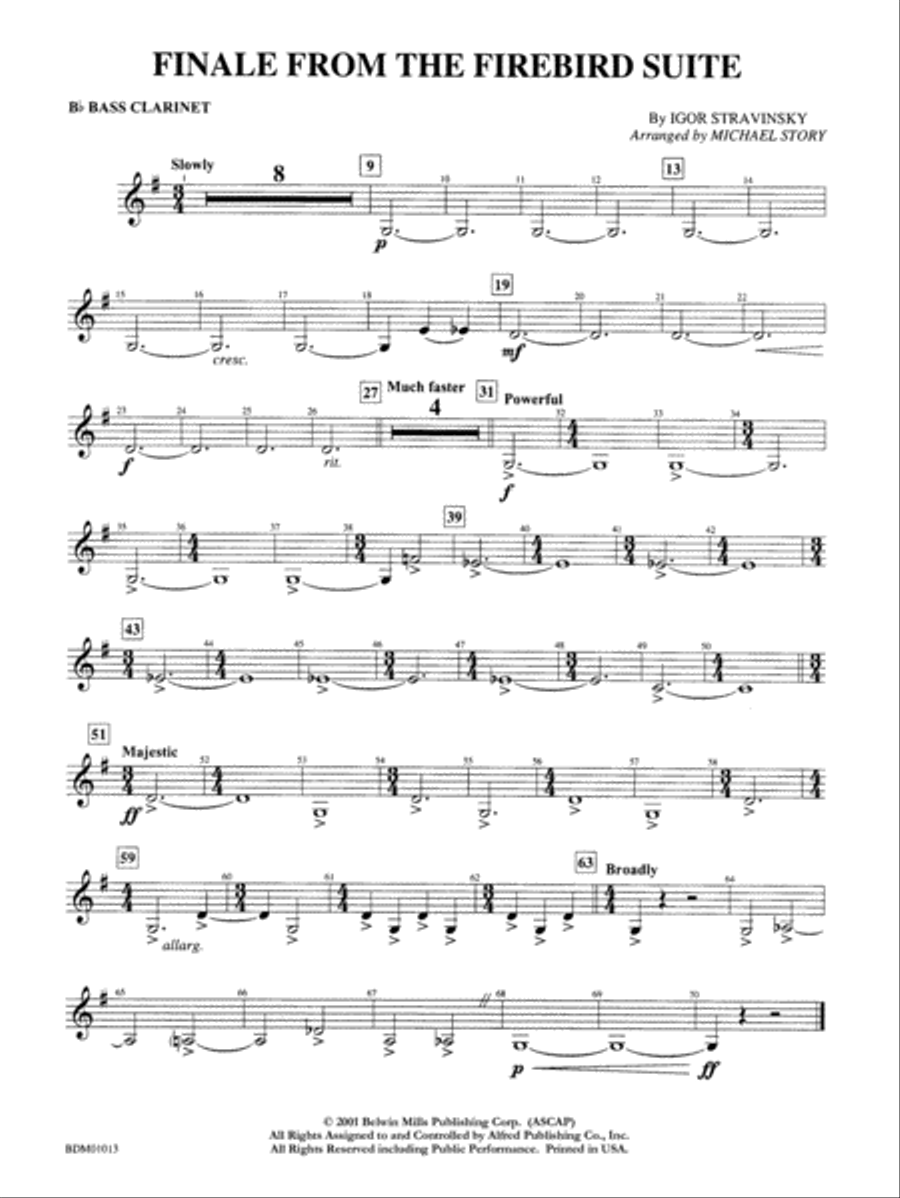 Finale from The Firebird Suite: B-flat Bass Clarinet Concert Band scores gallery preview page 1