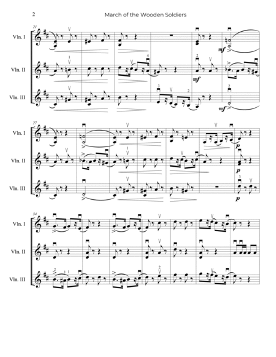 Tchaikovsky: March of the Wooden Soldiers, Op.39, No.5 - for Violin Trio String Trio scores gallery preview page 3