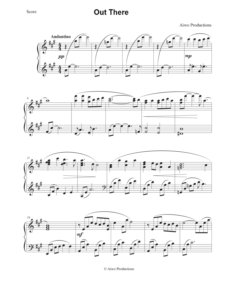 Out There Out There Piano Solo scores gallery preview page 1