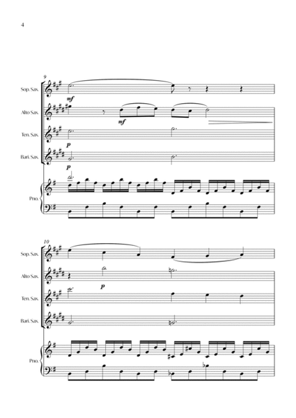 The Swan (C. Saint-Saëns) - Saxophone quartet with Piano - Score and parts image number null