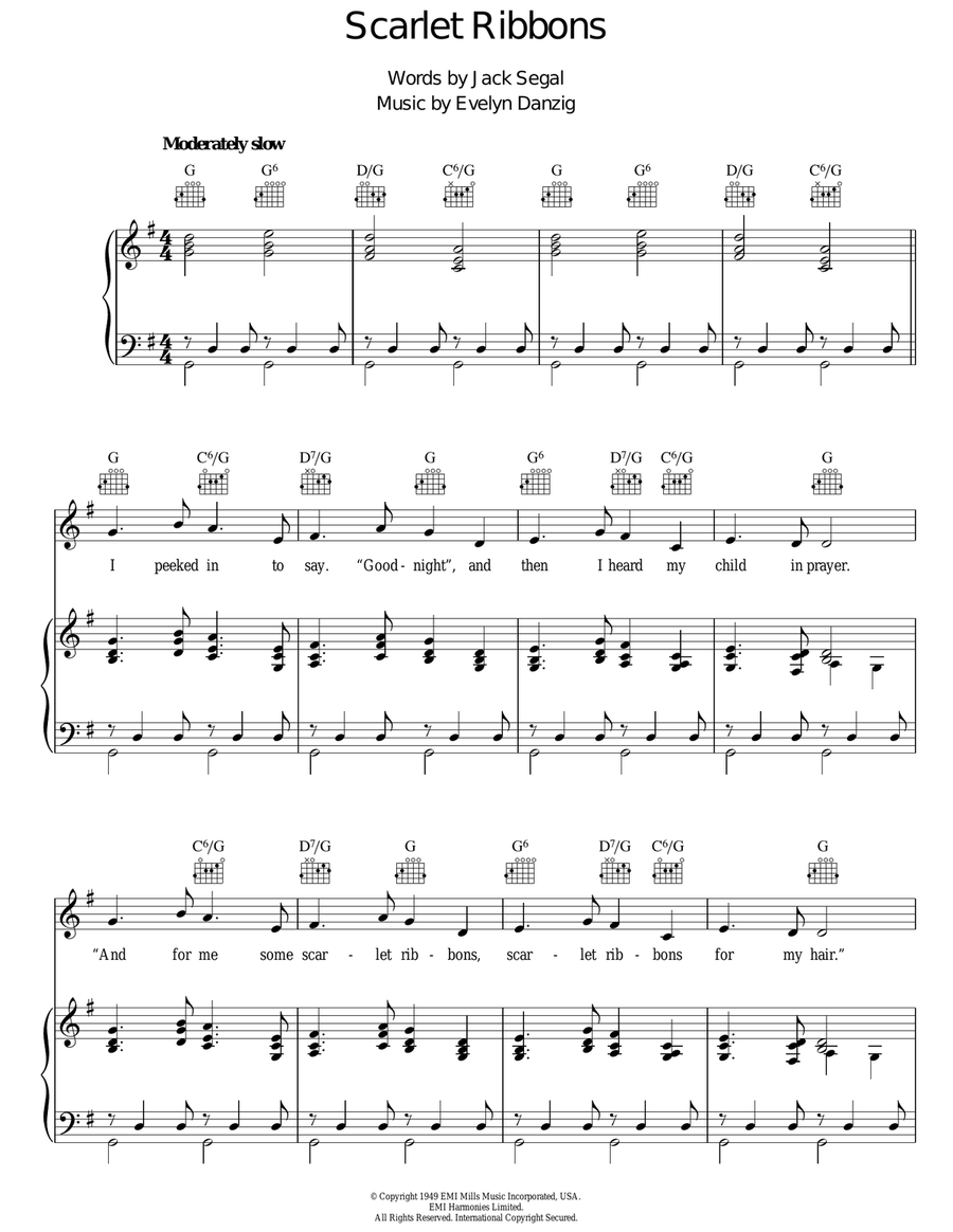 Scarlet Ribbons Scarlet Ribbons Acoustic Guitar scores gallery preview page 1