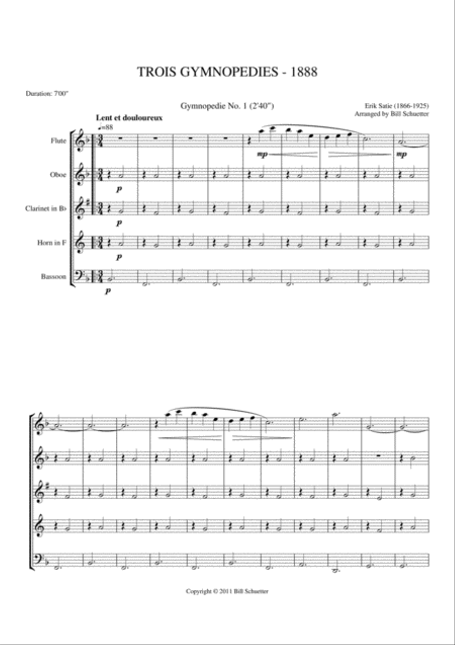 Trois Gymnopedies Trois Gymnopedies Woodwind Quintet scores gallery preview page 2