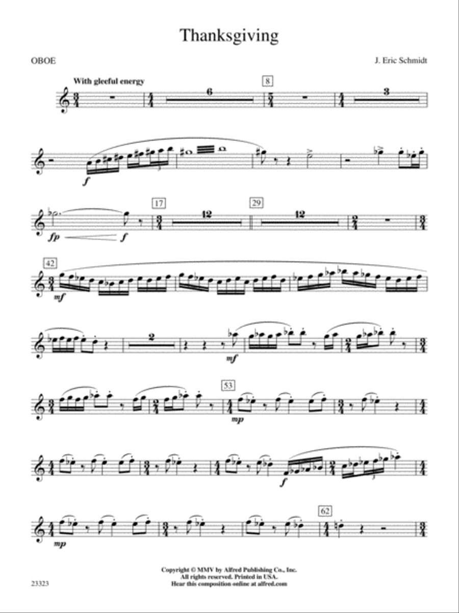 Thanksgiving: Oboe Concert Band scores gallery preview page 1