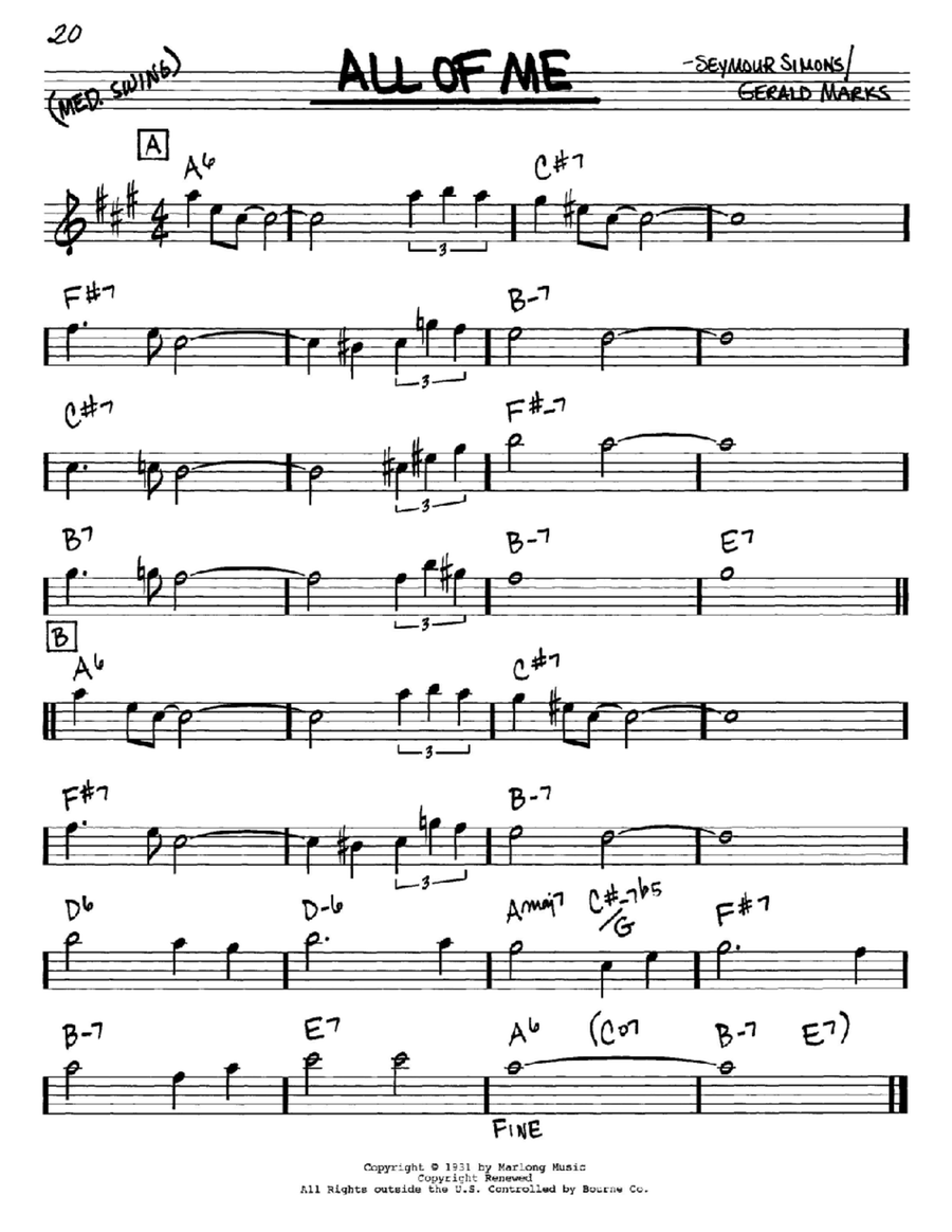 All of me trumpet sheet music jazz sale