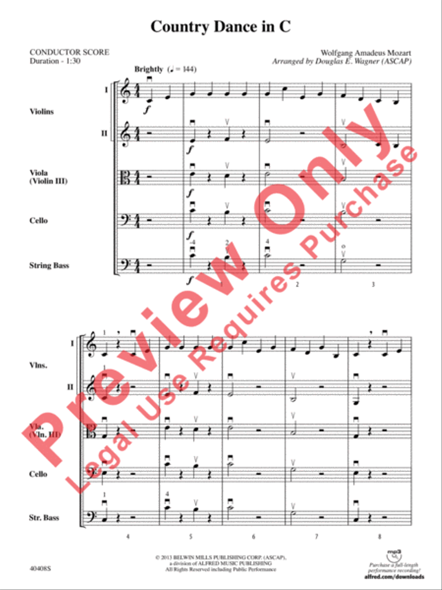 Country Dance in C String Orchestra scores gallery preview page 3