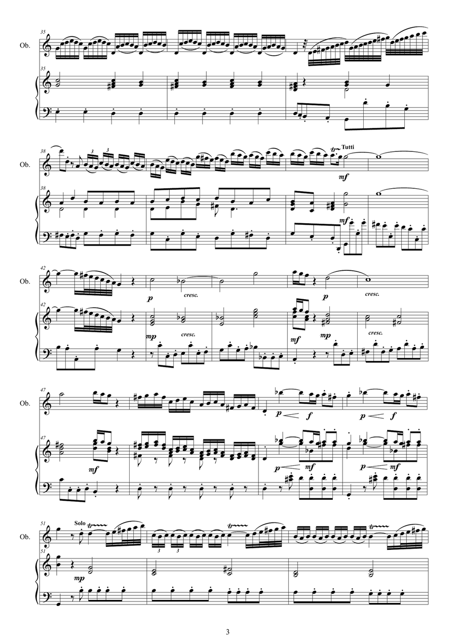 Vivaldi - Oboe Concerto in C major RV 447 for Oboe and Piano - Score and Oboe part Piano scores gallery preview page 3