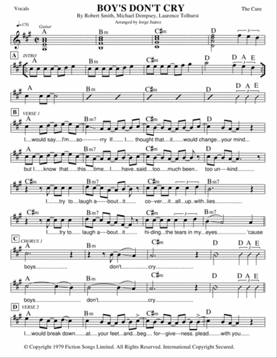 Boys Don't Cry Voice Solo scores gallery preview page 1