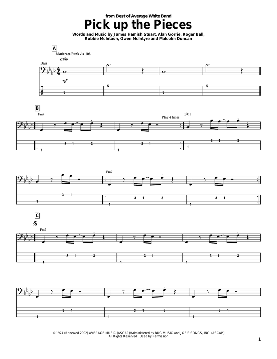 Pick Up The Pieces Pick Up The Pieces Electric Guitar scores gallery preview page 1