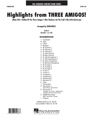 Book cover for Highlights from Three Amigos! - Full Score