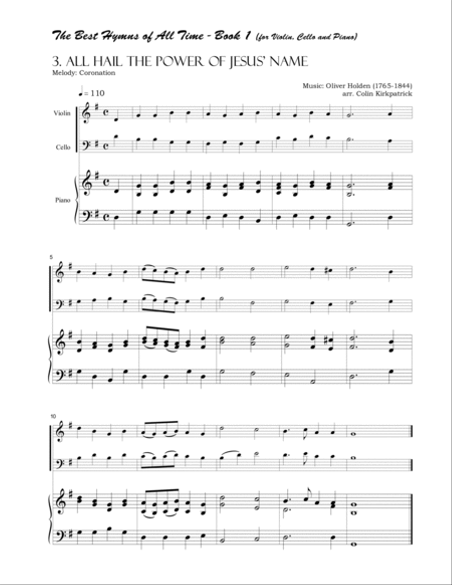 The Best Hymns of All Time (Violin, Cello and Piano) Book 1 Piano Trio scores gallery preview page 5