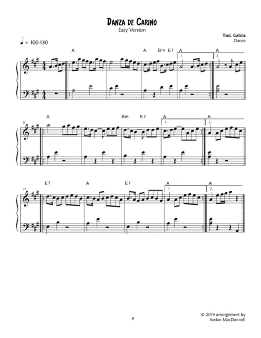 Danza de Carino - Traditional dance tune from Galicia Harp scores gallery preview page 3