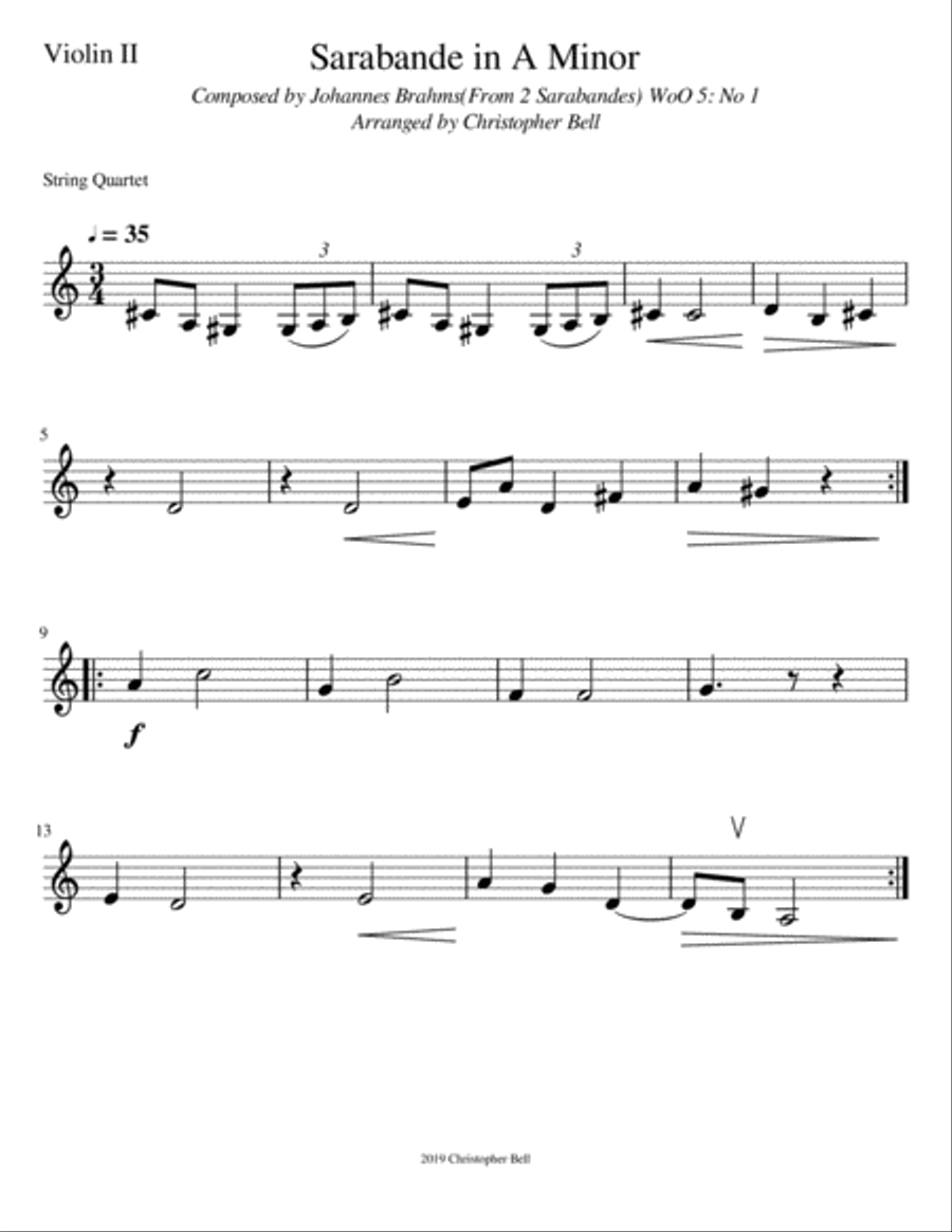 2 Sarabandes - Johannes Brahms - String Quartet String Quartet scores gallery preview page 4
