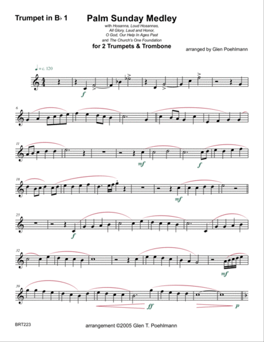 PALM SUNDAY MEDLEY - 2 TRUMPETS & TROMBONE (unaccompanied) Brass Ensemble scores gallery preview page 5