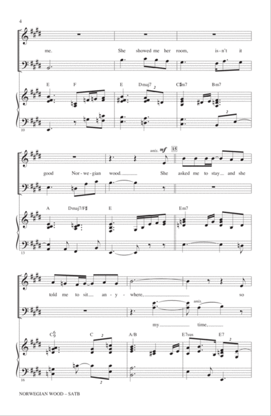 Norwegian Wood (This Bird Has Flown) 4-Part scores gallery preview page 2
