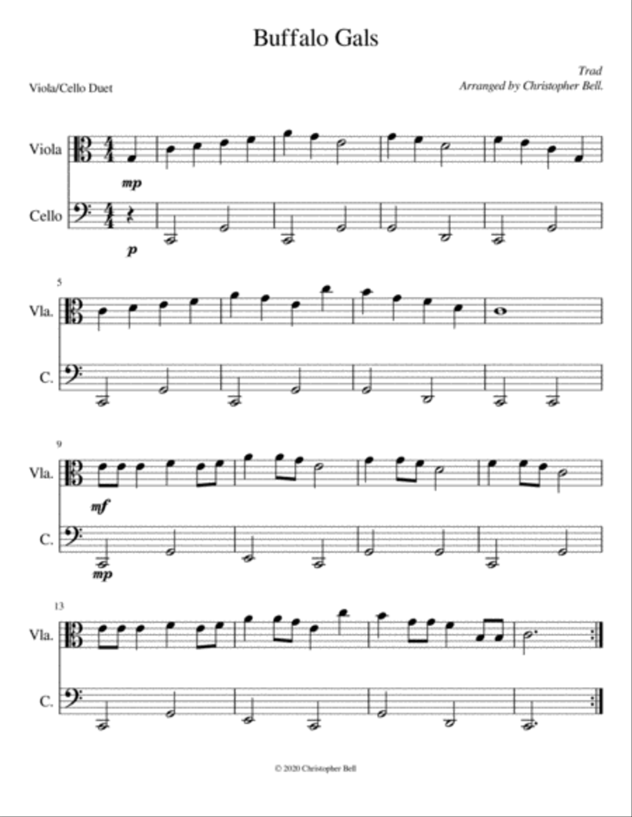 Buffalo Gals String Duet scores gallery preview page 1