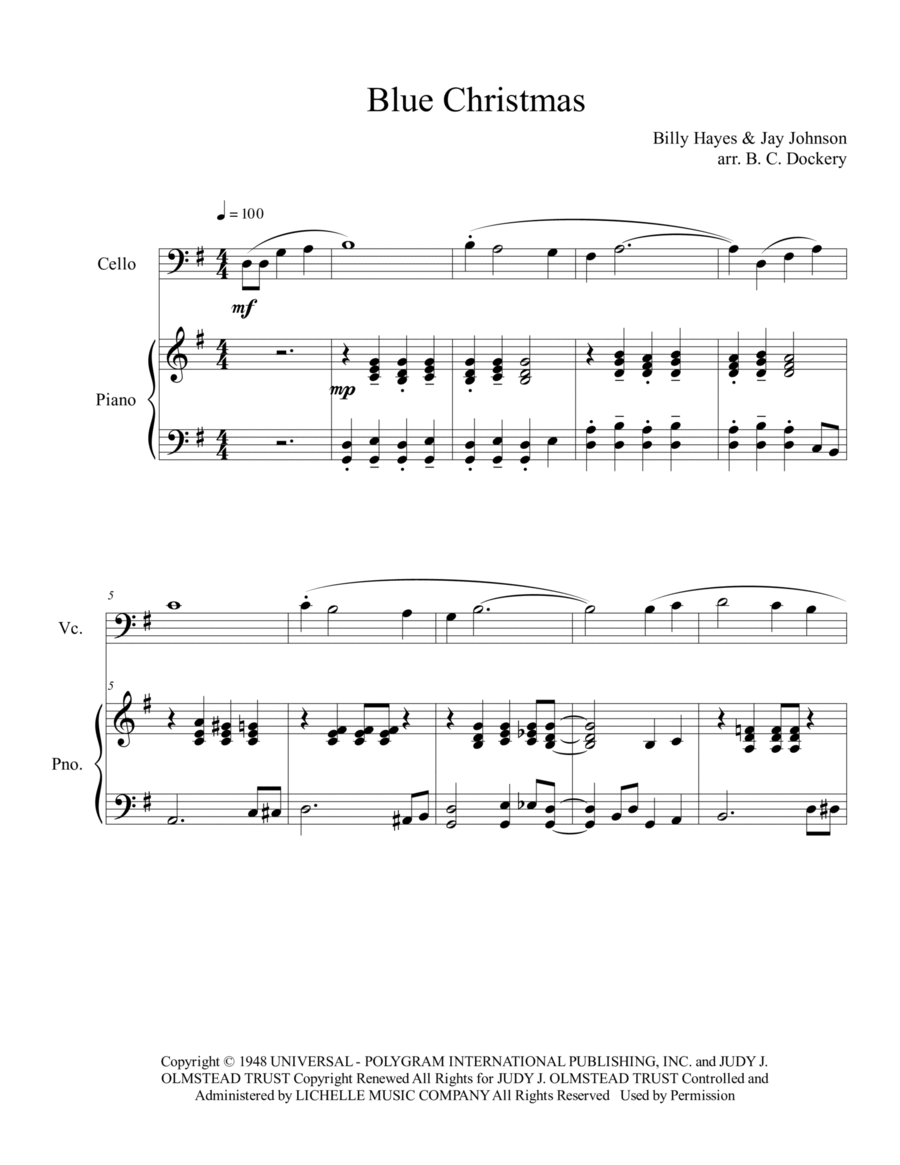 Blue Christmas Piano scores gallery preview page 1
