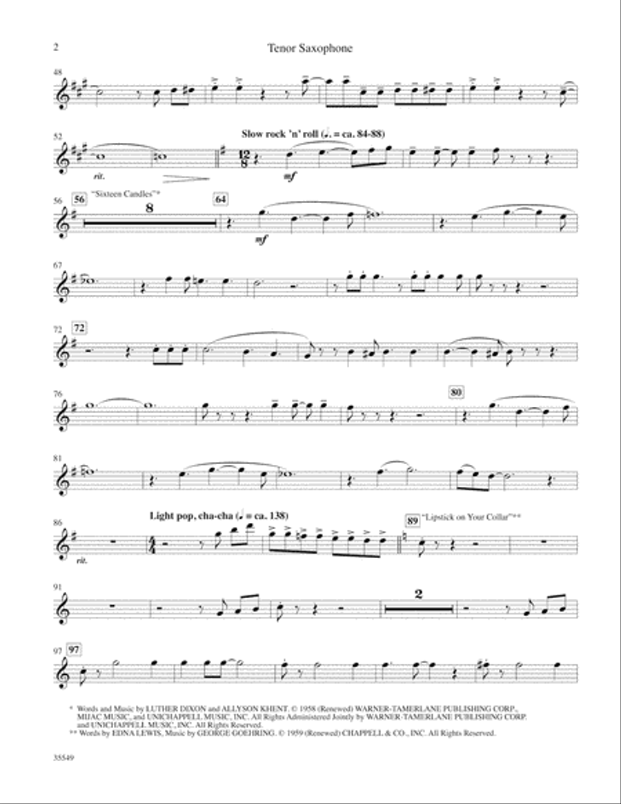 We Love the '50s: B-flat Tenor Saxophone Tenor Saxophone scores gallery preview page 2