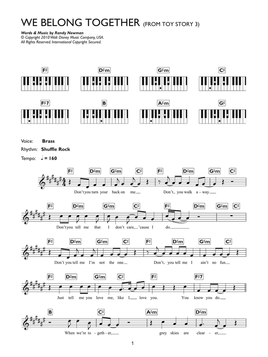We Belong Together (from Toy Story 3) Piano Solo scores gallery preview page 1