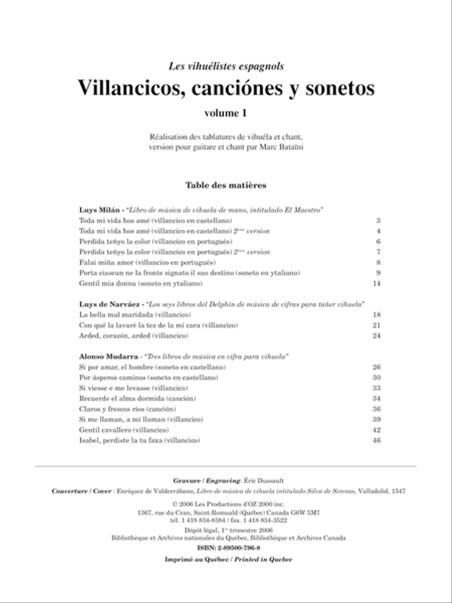 Villancicos, canciones y sonetos, vol. 1 Classical Guitar scores gallery preview page 1