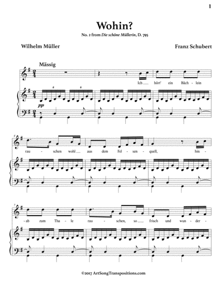 SCHUBERT: Wohin? D. 795 no. 2 (transposed to G major)