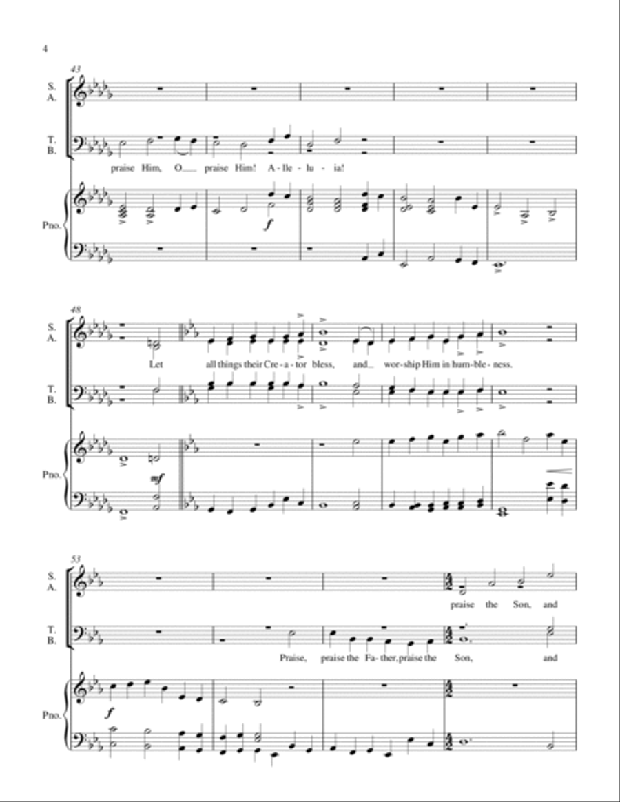 All Creatures of Our God and King - for choir and piano 4-Part scores gallery preview page 4