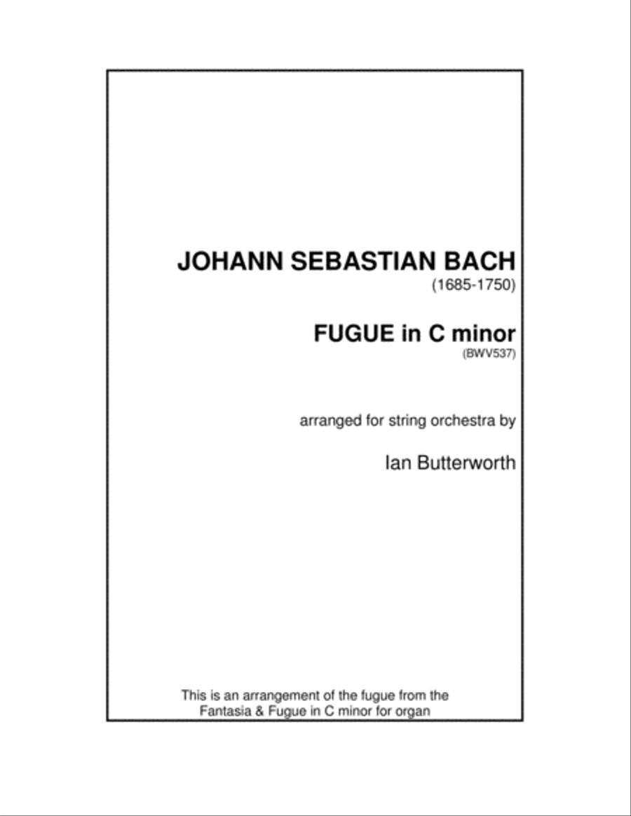 J.S.BACH Fugue in C minor (BWV537) for string orchestra String Orchestra scores gallery preview page 1