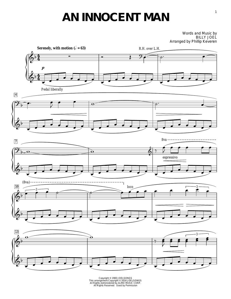 An Innocent Man [Classical version] (arr. Phillip Keveren) Piano Solo scores gallery preview page 1