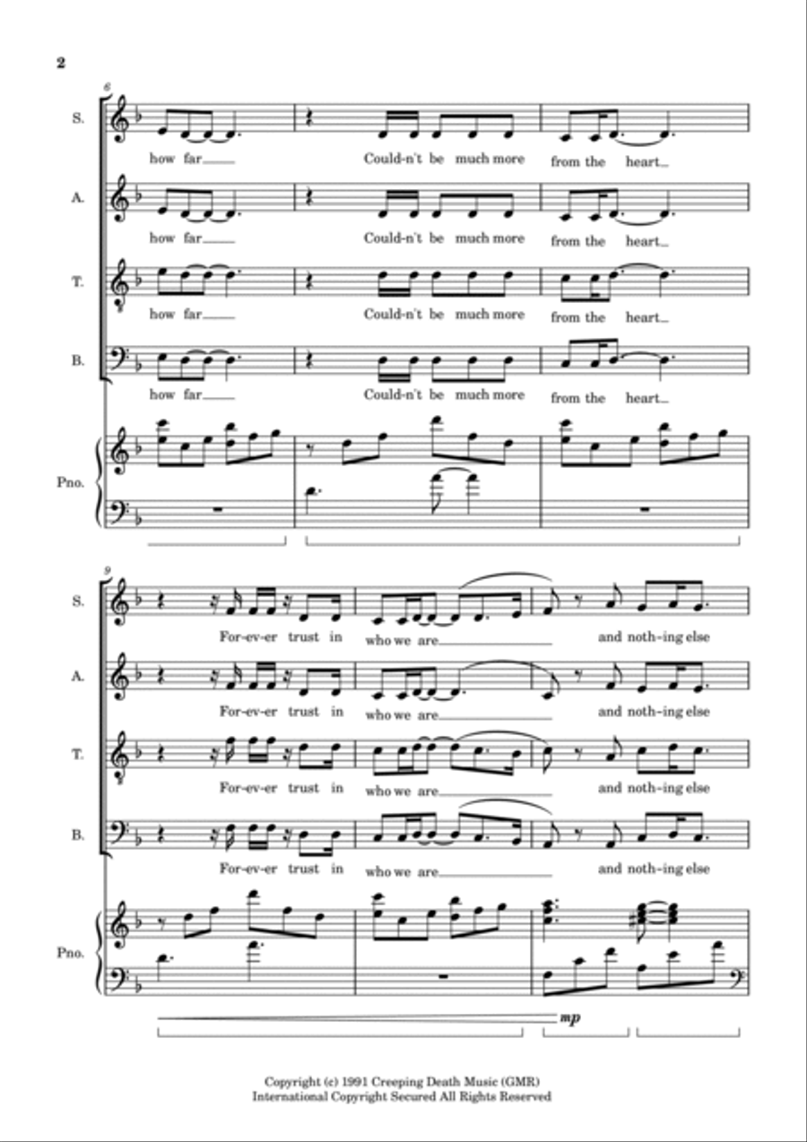 Nothing Else Matters 4-Part scores gallery preview page 2