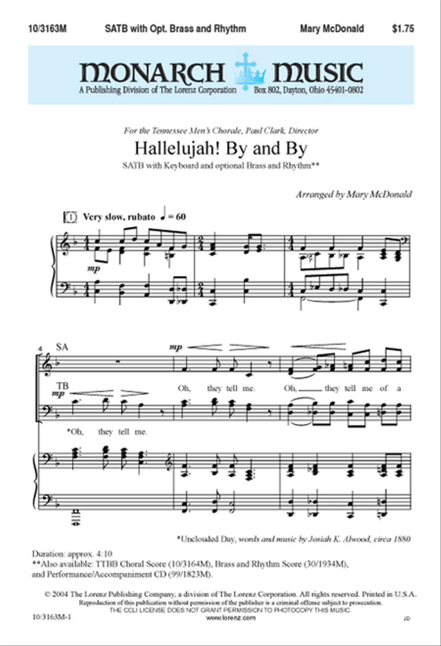 Hallelujah! By and By Hallelujah! By and By 4-Part scores gallery preview page 1