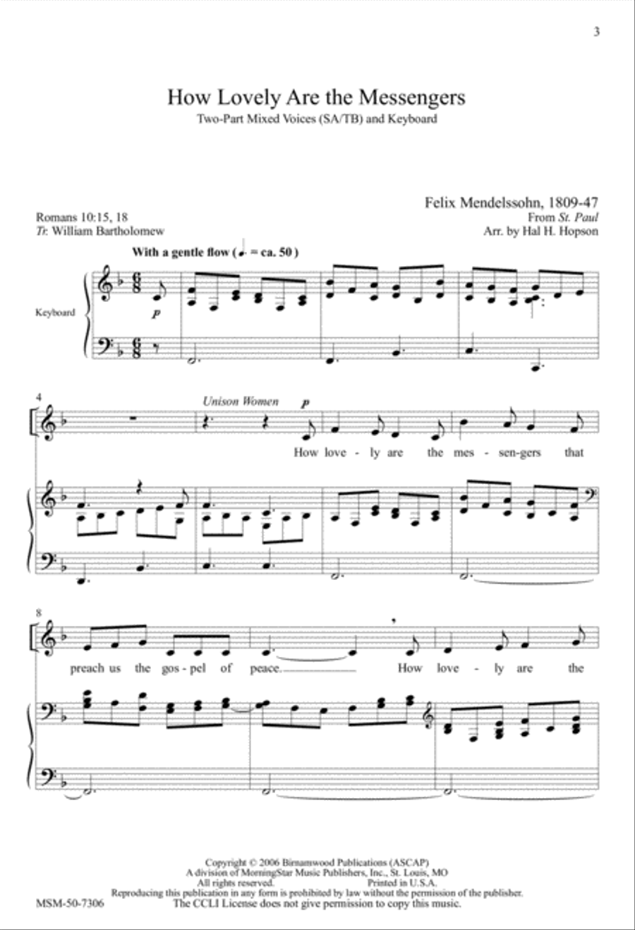 How Lovely Are the Messengers 2-Part scores gallery preview page 2