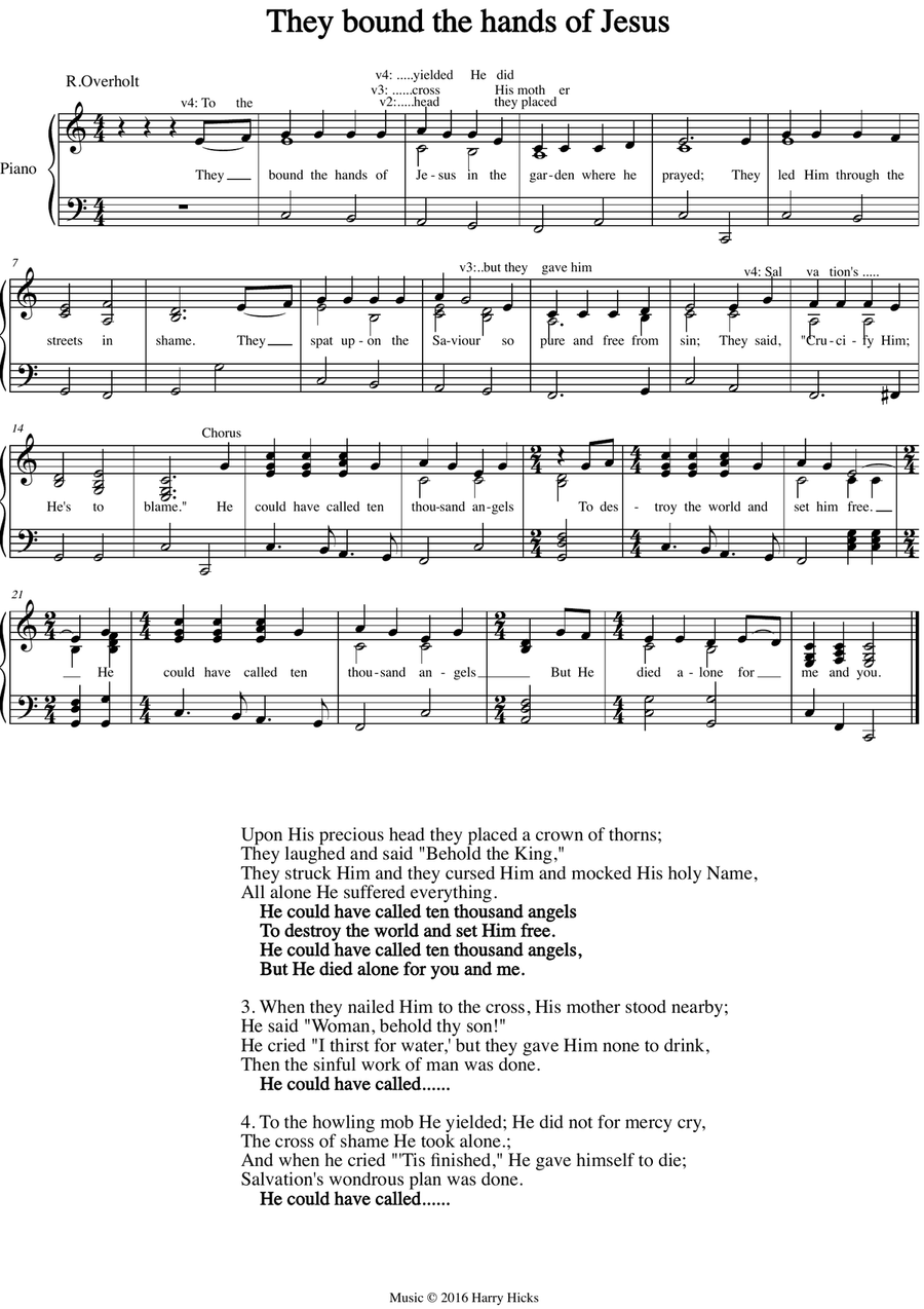 They bound the hands of Jesus. A new tune to a wonderful old hymn. SA scores gallery preview page 1