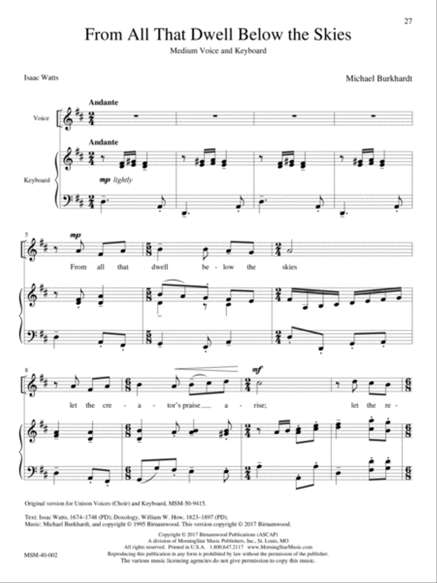 From All That Dwell Below the Skies Medium Voice scores gallery preview page 1