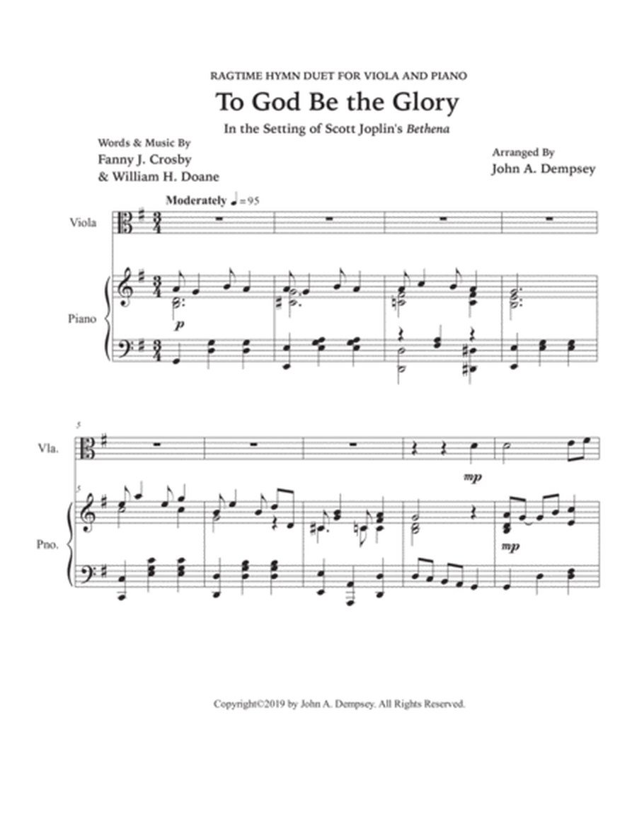 To God Be the Glory (Viola and Piano) image number null