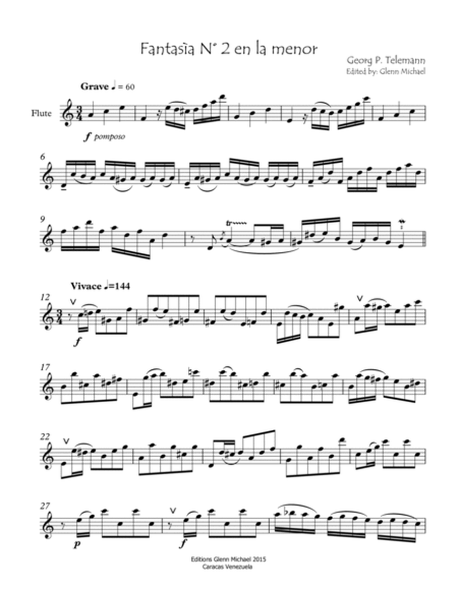 Telmann Fantasy for solo flute in a minor image number null